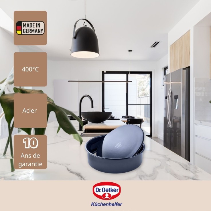 Ensemble de 2 Moules à manqué fond amovible 28 cm Dr Oetker Back Liebe