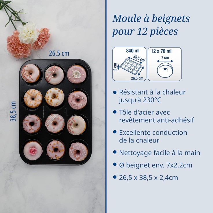 Ensemble de 2 Moules donut et bagel 12 empreintes 26,5 x 38,5 cm Dr. Oetker Tradition