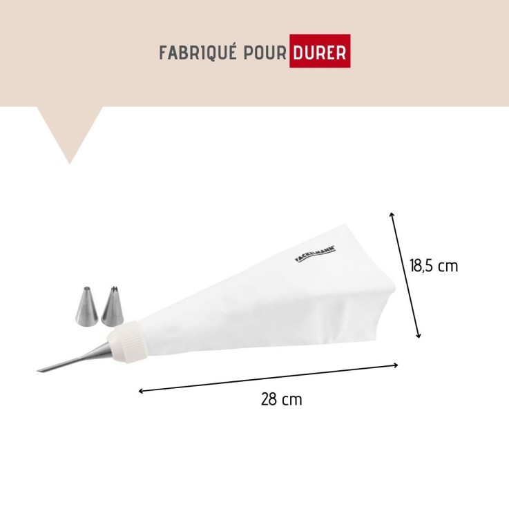 Poche à douille professionnelle réemployable et 3 douilles inox 28 cm FM Professional Pâtisserie