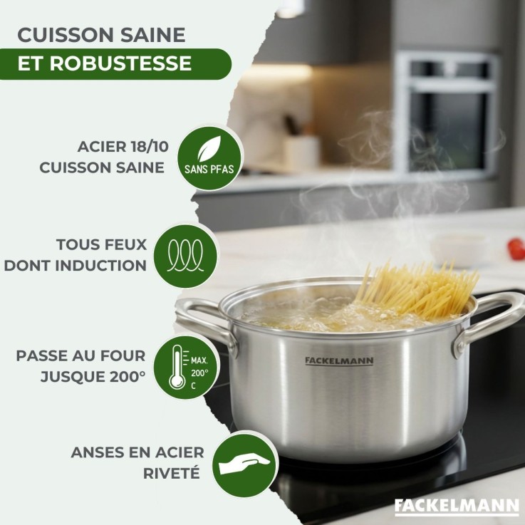 Faitout 24 cm en inox 18/10 Triply Fackelmann Vita3