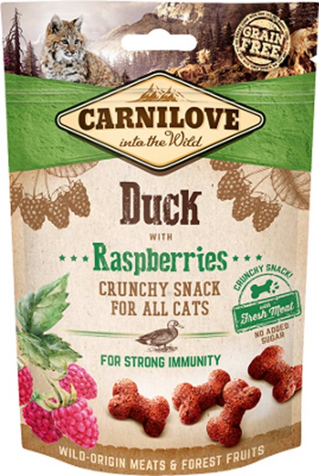 Carnilove - Friandises Sans Céréales Crunchy Canard & Framboise pour Chat 50g
