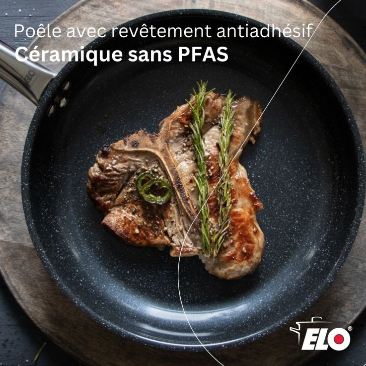 Lot de 3 Poêles céramique sans PFAS 24/28/32 cm Elo Profi Therm Platinum et 2 Faitouts