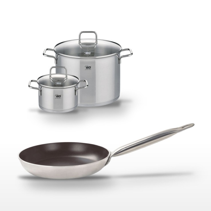 Lot Poêle 24cm avec revêtement céramique sans PFAS & Faitouts 20/26cm Elo Bistro Line Citrin