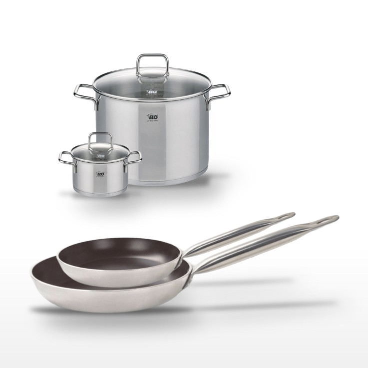 Lot Poêle 24/28 cm avec revêtement céramique sans PFAS & 2 Faitouts 16/26 cm Elo Bistro Line Citrin