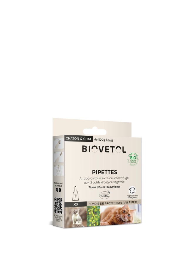 Biovetol - Pipettes Antiparasitaires pour Chat & Chaton