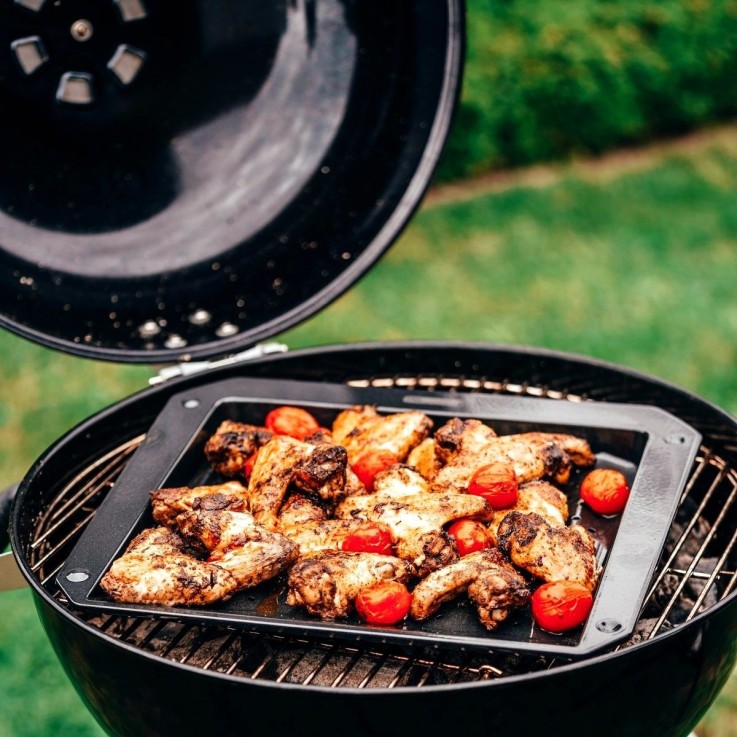 Ensemble de 2 Plaques ondulée et perforée pour four et barbecue en tôle 38 x 33 cm FM Professional Barbecue