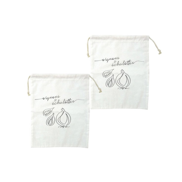 Ensemble de 2 Sacs de conservation pour oignons et échalotes en coton Fackelmann Eco Friendly