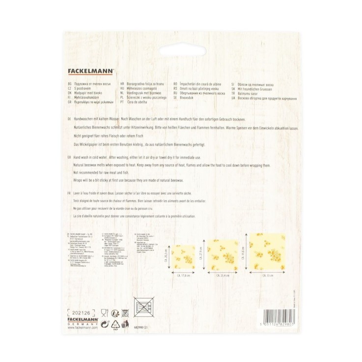 Set de 3 emballages en cire d'abeille Nature