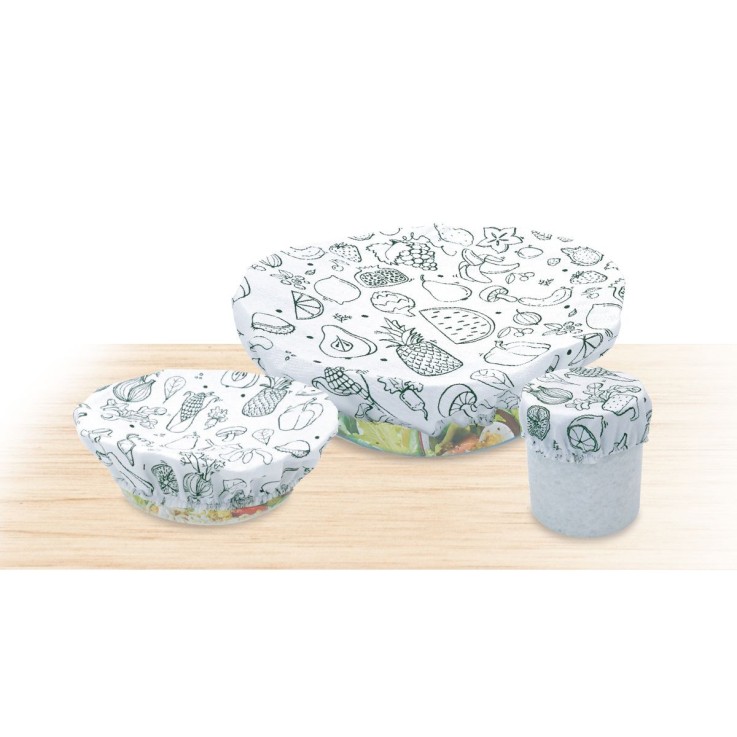 Lot de 3 films étirables réemployables en coton de 8 à 20 cm Fackelmann Nature