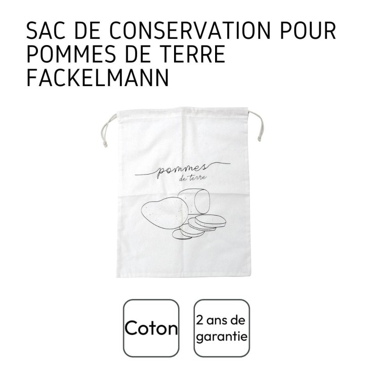 Ensemble de 2 Sacs de conservation pour pommes de terre en coton Fackelmann Eco Friendly