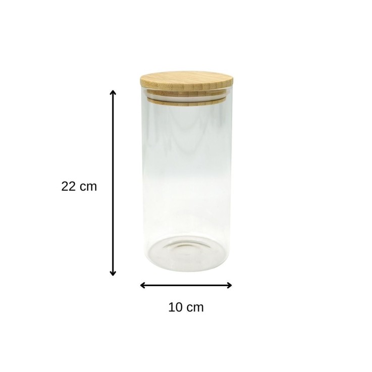 Ensemble de 2 Boîtes de conservation en verre 1,5L avec couvercle en Bambou Fackelmann Eco Friendly