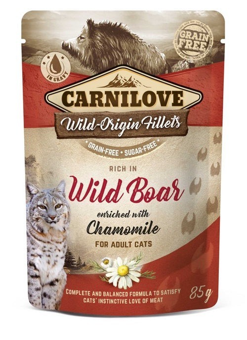 Carnilove - Alimentation Humide Sans Céréales Sanglier Sauvage & Camomille pour Chat 85g
