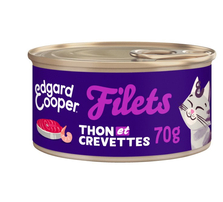 Edgard Cooper - Filets Sans Céréales Thon & Crevettes pour Chat 70g