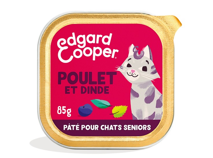 Edgard Cooper - Pâtée Sans Céréales Poulet & Dinde pour Chat Senior 85g