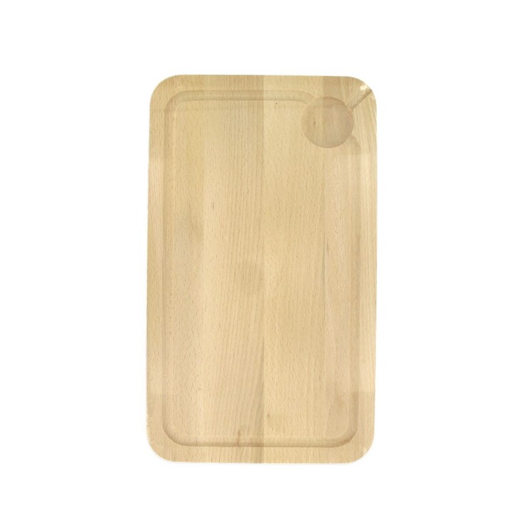 Planche à découper, hêtre avec rigolle et collecteur de sang 34 x 20 cm, par 2 FM Professional Gourmet édition