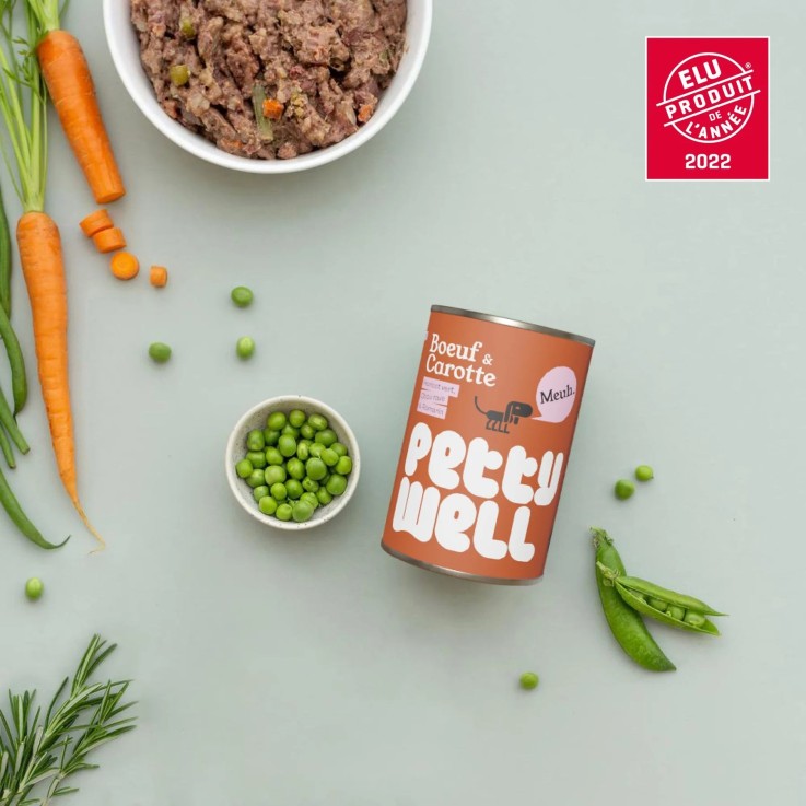 Petty Well - Pâtées Sans Céréales Bœuf & Carottes pour Chien 400g