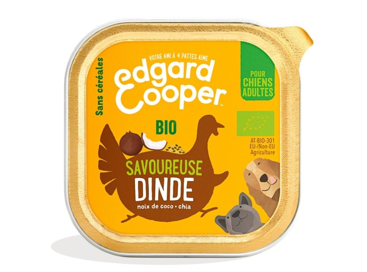 Edgard Cooper - Pâtée Bio Sans Céréales Dinde pour Chien 100g