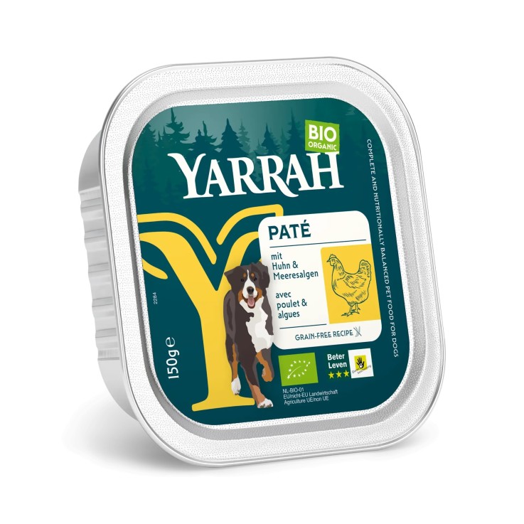 Yarrah - Pâtées Bio Sans Céréales Poulet pour Chien 150g