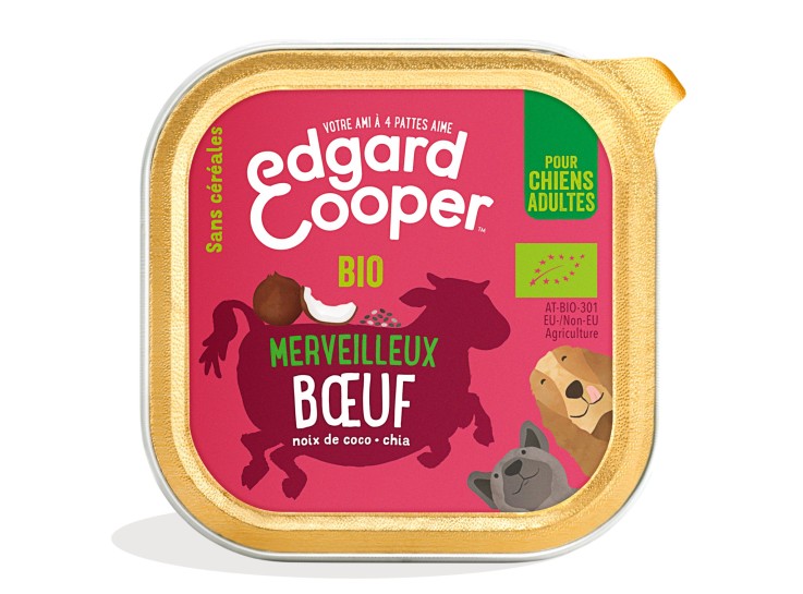 Edgard Cooper - Pâtée Bio Sans Céréales Boeuf pour Chien 100g
