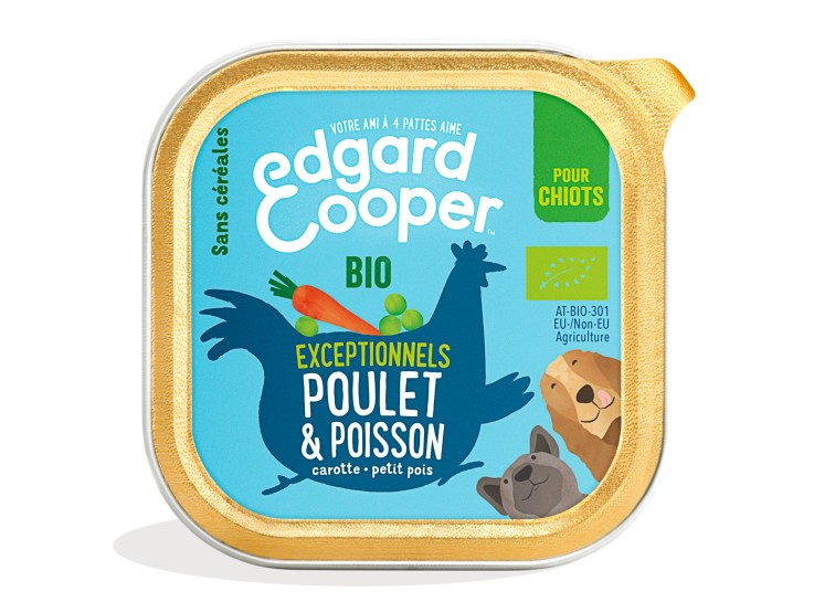Edgard Cooper - Pâtée Bio Sans Céréales Poulet & Poisson pour Chiot 100g