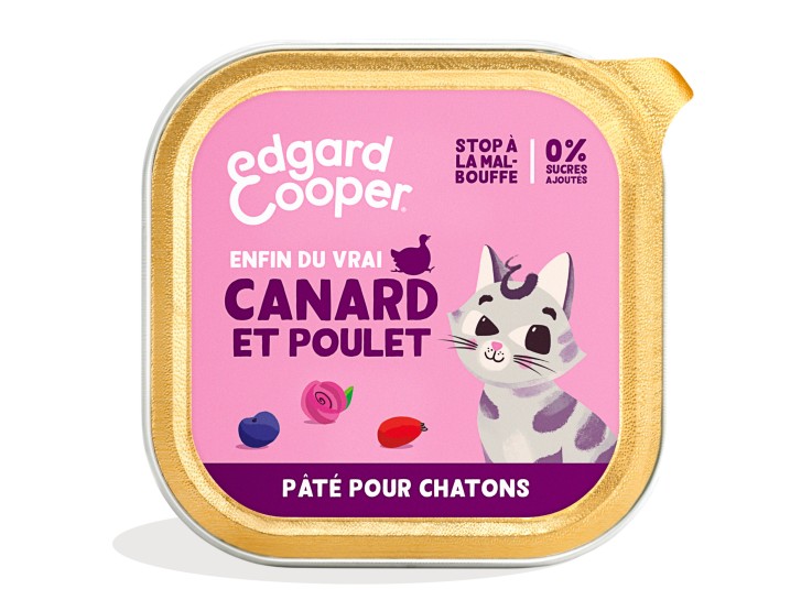 Edgard Cooper - Pâtée Sans Céréales Canard & Poulet pour Chaton 85g