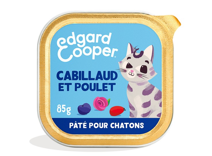 Edgard Cooper - Pâtée Sans Céréales Cabillaud & Poulet pour Chaton 85g
