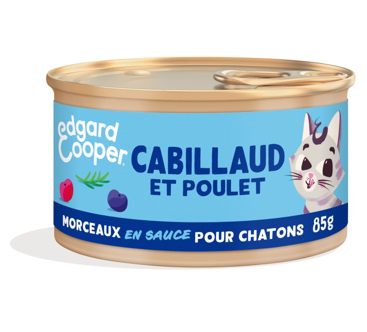 Edgard Cooper - Morceaux en sauce Sans Céréales Cabillaud & Poulet pour Chaton 85g
