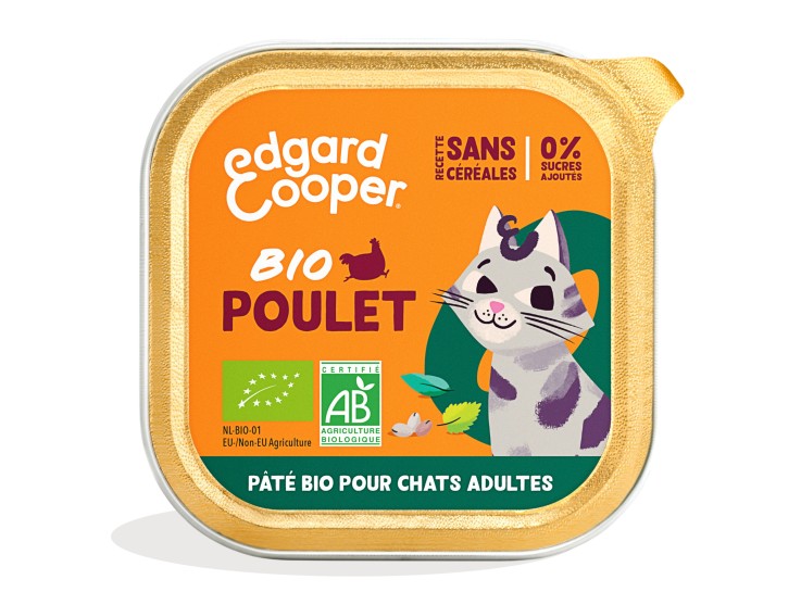 Edgard Cooper - Pâtée Bio Sans Céréales au Poulet pour Chat 85g