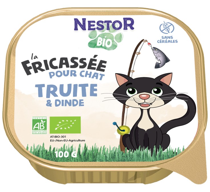 Nestor - Pâtées Sans Céréales Bio Truite & Dinde pour Chat 100g