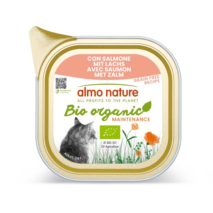 Almo Nature - Barquettes Sans Céréales Bio Organic pour Chat au Saumon 85g