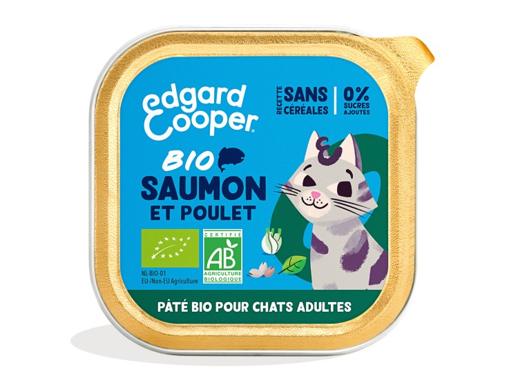 Edgard Cooper - Pâtée Bio Sans Céréales au Saumon & Poulet pour Chat 85g