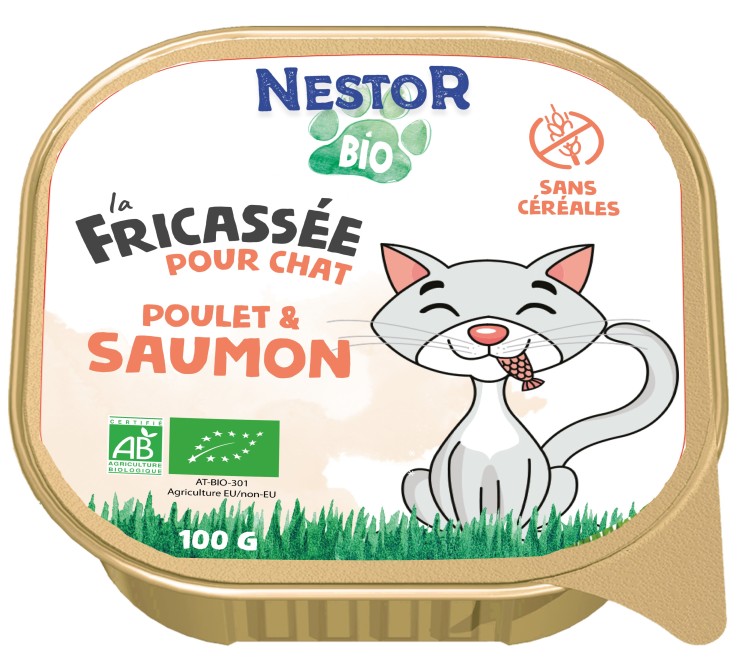 Nestor - Pâtées Sans Céréales Bio au Saumon pour Chat 100g