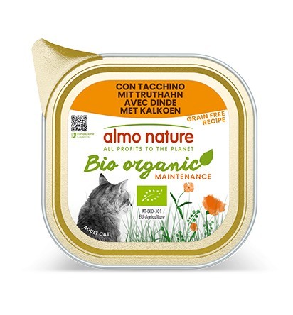 Almo Nature - Barquettes Sans Céréales Bio Organic pour Chat à la Dinde 85g