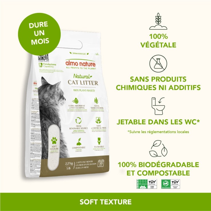 Almo Nature - Litière Végétale Ecologique Cat Litter Soft Texture