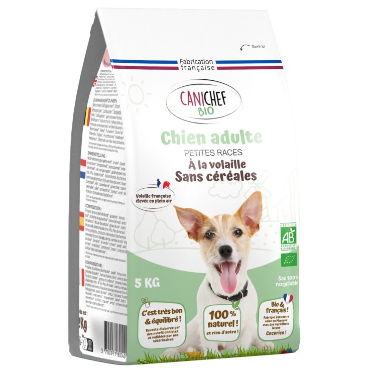 Canichef - Croquettes Sans Céréales Bio à la Volaille pour Chien de Petite Taille