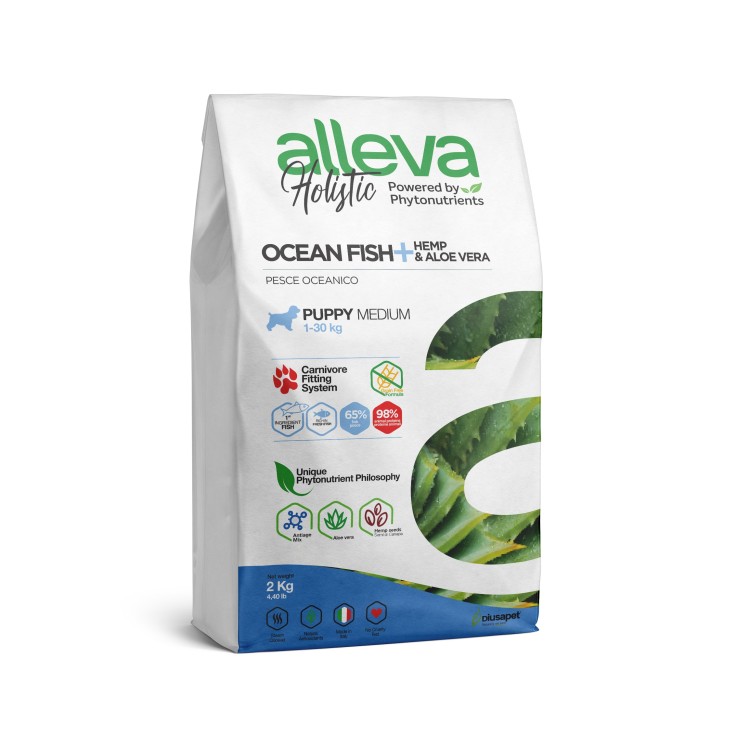 Alleva - Croquettes Sans Céréales Poisson pour Chiot de Taille Moyenne