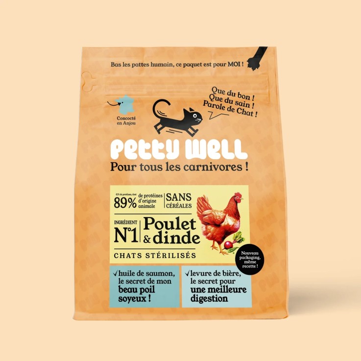 Petty Well - Croquettes Sans Céréales Poulet & Dinde pour Chat