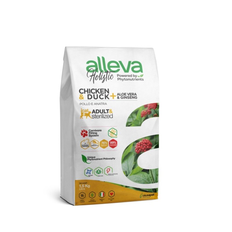 Alleva - Croquettes Sans Céréales Poulet & Canard pour Chat Adulte & Stérilisé