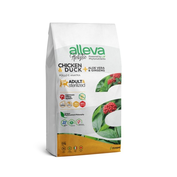 Alleva - Croquettes Sans Céréales Poulet & Canard pour Chat Adulte & Stérilisé