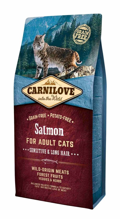 Carnilove - Croquettes Sans Céréales Saumon pour Chat Digestion Sensible & Poils Longs