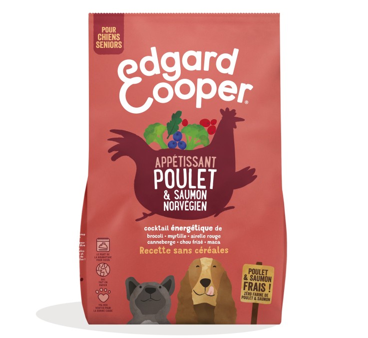 Edgard Cooper - Croquettes Sans Céréales Poulet & Saumon pour Chien Senior
