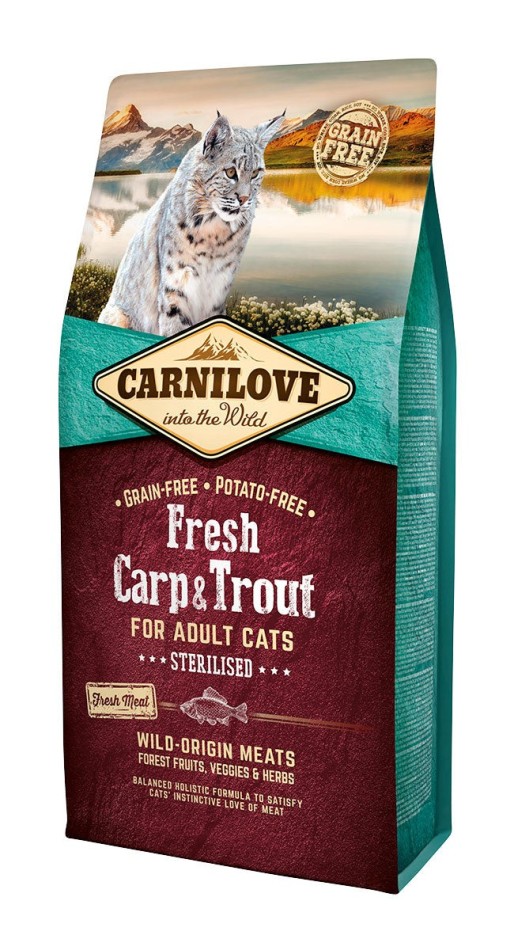 Carnilove  - Croquettes Sans Céréales Carpe & Truite pour Chat Stérilisé