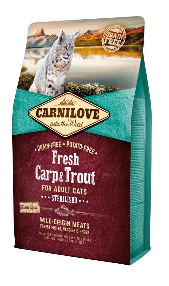 Carnilove  - Croquettes Sans Céréales Carpe & Truite pour Chat Stérilisé