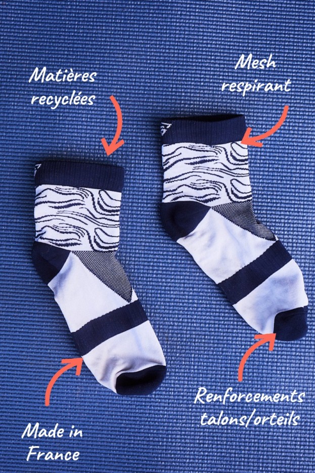 Chaussettes de sport femme mi-hautes en fibre recyclée