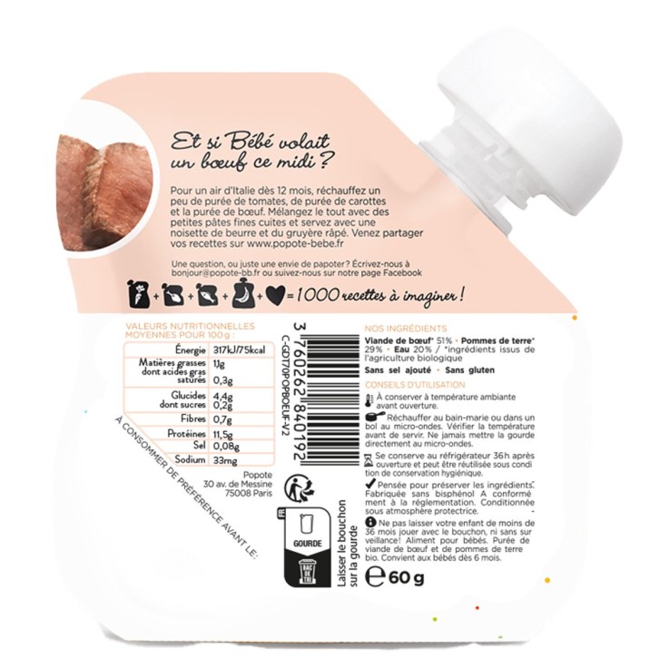 Gourde Repas Bio Boeuf - 60 g