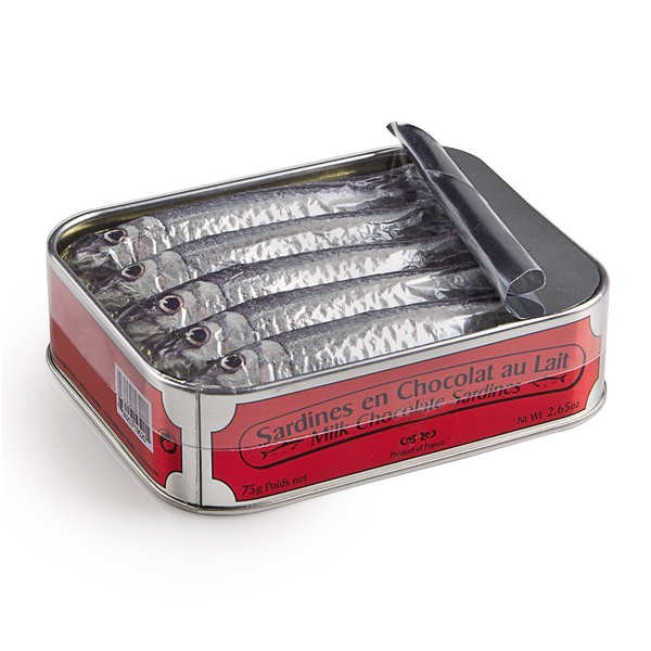 Les sardines en chocolat au lait de Cluizel - Boîte de 5 sardines (75g)