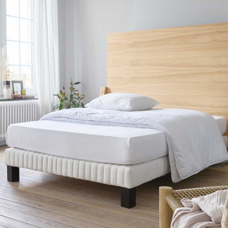 Protège-matelas molleton en coton 220gr/m², bonnet de 30cm, SÉRÉNITÉ