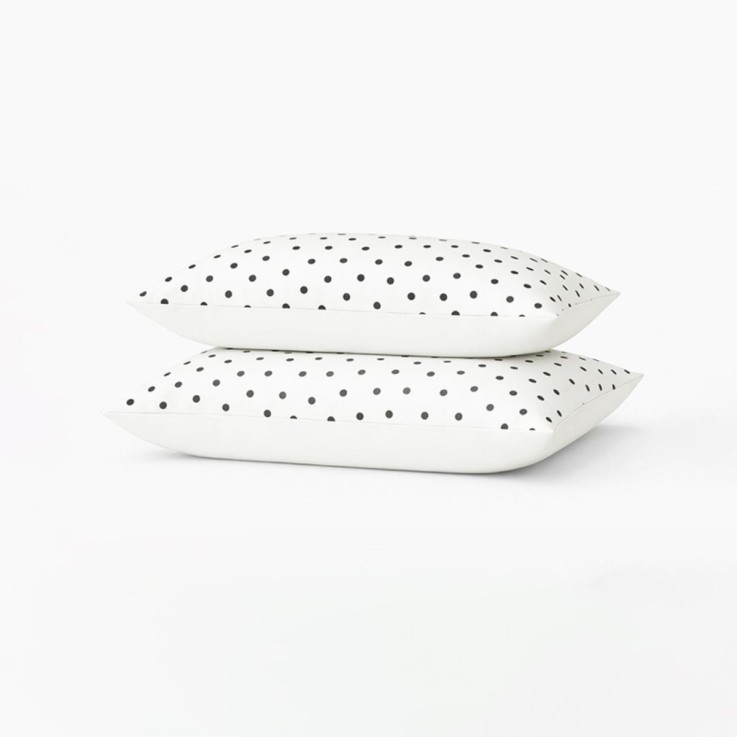 Lot de 2 taies d’oreiller imprimées en percale de coton bio, LE POIS
