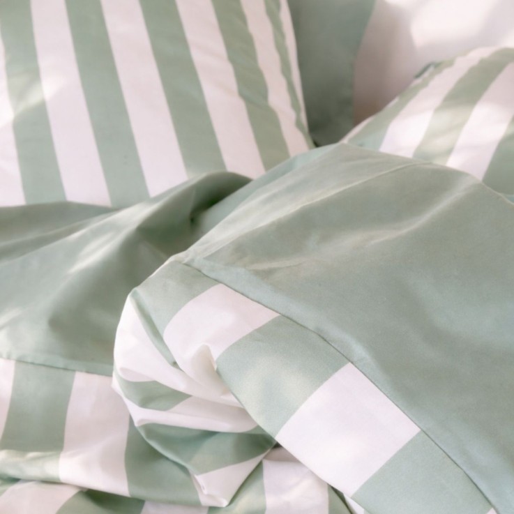 Lot de 2 taies d’oreiller imprimées en percale de coton bio, LA LARGE RAYURE
