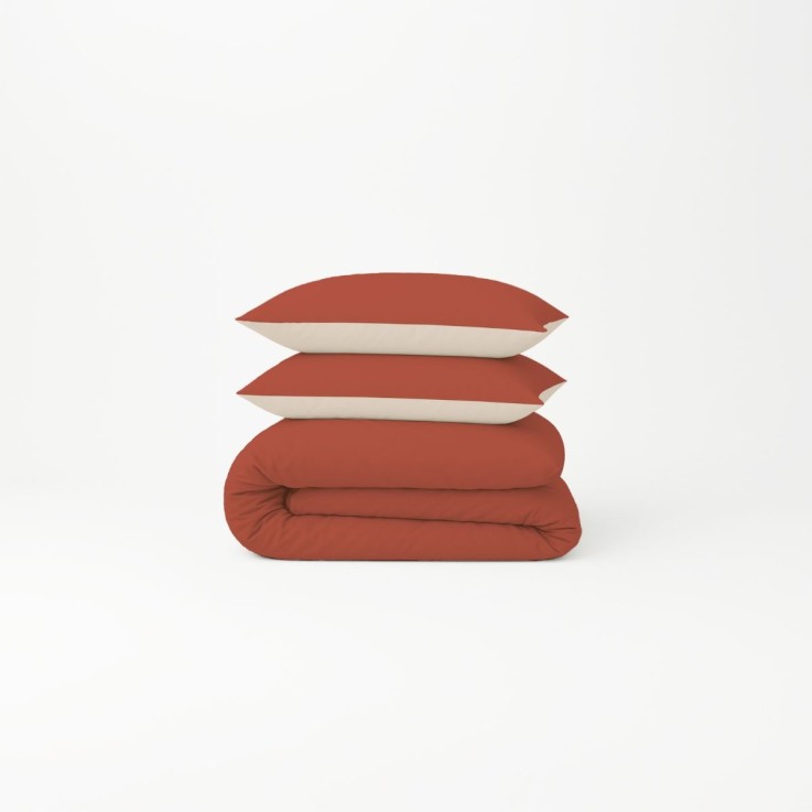 Parure de lit bicolore en coton, taies carrées, LES BICOLORES